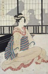 Seated Courtesan (colour woodblock print) | Obraz na stenu