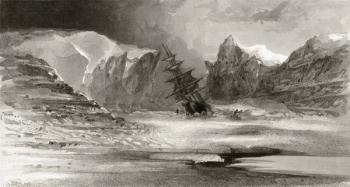 The Nip off Cape Cornelius Grinnell, Forge Bay, engraved by A.W. Graham, from 'Arctic Explorations in the Years 1853, 54, 55', Volume I, by Doctor Elisha Kent Kane (1820-57) published Philadelphia, 1856 (litho) | Obraz na stenu