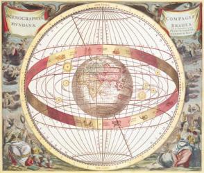 Planisphere, from 'Atlas Coelestis', engraved by Pieter Schenk (1660-1719) and Gerard Valk (1651-1726) (colour engraving) | Obraz na stenu