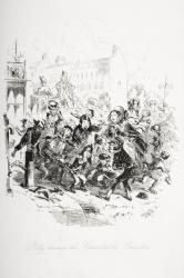 Polly rescues the Charitable Grinder, illustration from 'Dombey and Son' by Charles Dickens (1812-70) first published 1848 (litho) | Obraz na stenu