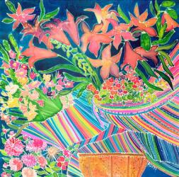 Guatemalan Lilies, Absolutely Fabulous Set, 1994 (coloured inks on silk) | Obraz na stenu