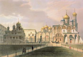 View of the Cathedrals in the Moscow Kremlin, printed by Lemercier, Paris, 1840s (colour litho) | Obraz na stenu