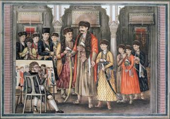 Shuja ud-daula, Nawab of Oudh (1754-75) and his Ten Sons, engraved by P. Renault, 1796 (coloured aquatint) | Obraz na stenu