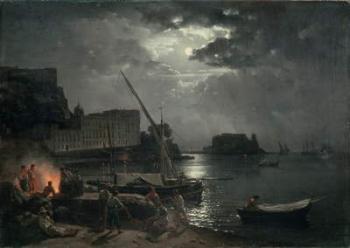 View of Naples in Moonlight, 1829 (oil on canvas) | Obraz na stenu