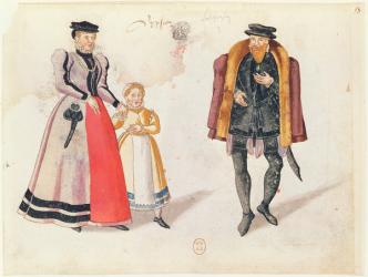 Citizens of Leipzig, 1572 (colour engraving) | Obraz na stenu