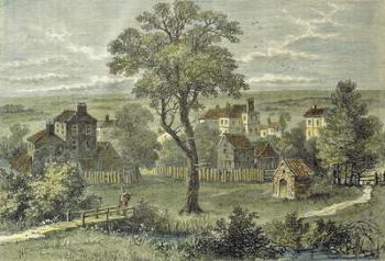 View of Marylebone, from the site of the present Wigmore Street (colour engraving) | Obraz na stenu