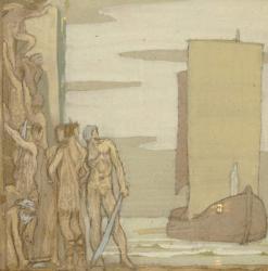 The Landing of St Patrick in Ireland, c.1912 (tempera on wood) | Obraz na stenu