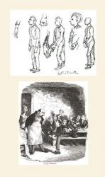 Top sketch by George Cruikshank is a study for Oliver Twist Asking For More, and the bottom one is the final published drawing. From The Strand Magazine published 1897. | Obraz na stenu