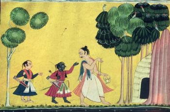 Rama and Lakshmana accompanied by Visvamitra, from the Ramayana, c.1750 (gouache on paper) | Obraz na stenu