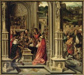 Charlemagne (742-814) Placing the Relics of Christ in the Chapel of Aix-la-Chapelle (oil on canvas) | Obraz na stenu