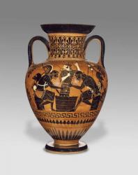 Athenian Attic black-figure neck amphora with Ajax and Achilles, c.510 BC (terracotta) | Obraz na stenu