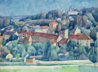 Hardricourt Village and Castle (oil on canvas) | Obraz na stenu