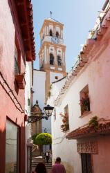 Marbella, Costa del Sol, Malaga Province, Andalulusia, southern Spain. Bell tower of Nuestra Señora de la Encarnacion church in old town. | Obraz na stenu