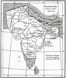 Map of Mauryan India, Asoka's Empire, 260 BC. A geographically extensive Iron Age historical power in ancient India, ruled by the Maurya dynasty. From Hutchinson's History of the Nations, published 1915. | Obraz na stenu