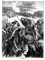 Boadicea Inciting the Iceni against the Romans (engraving) (b&w photo) | Obraz na stenu