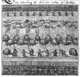 Tactical Use of Artillery: Direct Firing, illustration from 'L'Art de l'Artillerie' by Wolff de Senftenberg, late 16th century (pencil & w/c on paper) (b/w photo) | Obraz na stenu