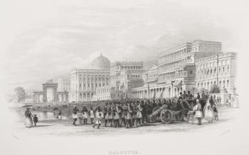 Calcutta, the Esplanade, engraved by E. Radclyffe, from 'Gallery of Historical Portraits', published c.1880 (litho) | Obraz na stenu