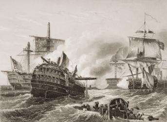 Lord Howe's Victory over the French, illustration from 'England's Battles by Sea and Land' by Lieut. Col. Williams (engraving) | Obraz na stenu