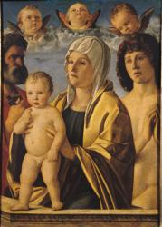 The Virgin and Child with St. Peter and St. Sebastian, c.1487 (oil on panel) | Obraz na stenu