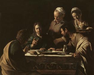 Supper at Emmaus, 1606 (oil on canvas) (see also 169588) | Obraz na stenu