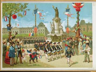 March-Past in the Place de la Republique, 14th July 1880 (litho) | Obraz na stenu
