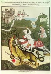 St. George and the Dragon, after an original painting in the Chapel of the Trinity at Stratford Upon Avon, Warwickshire, 1804 (colour litho) | Obraz na stenu