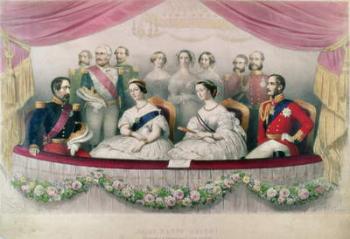Hail Happy Union, the State visit to the Royal Italian Opera by Queen Victoria, Prince Albert and the Emperor and the Empress of France, 1855 (coloured engraving) | Obraz na stenu