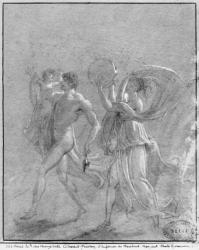 Childhood of Bacchus (black pencil & chalk on greyish paper) (b/w photo) | Obraz na stenu
