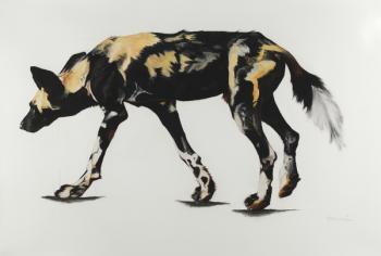 Large African Wild Dog III, 2015, (Charcoal and pastel on paper) | Obraz na stenu