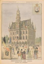 The Belgian Pavilion at the Universal Exhibition of 1900, Paris, illustration from 'Le Petit Journal', 8th July 1900 (colour litho) | Obraz na stenu