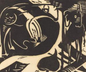 Two Mythical Animals (Zwei Fabeltiere), 1914 (woodcut in black on japan paper) | Obraz na stenu
