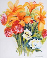 Orange Lilies,Gardenias and Carnations 2006 (w/c on paper) | Obraz na stenu