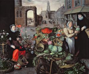 Vegetable and Flower Market (oil on canvas) | Obraz na stenu