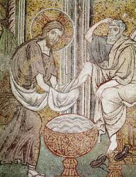 Jesus and St. Peter, detail from Jesus washing the feet of the apostle (mosaic) | Obraz na stenu