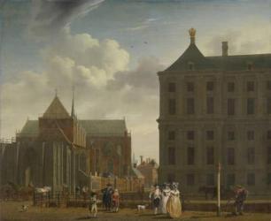 The Nieuwe Kerk and the Town Hall on the Dam in Amsterdam, c.1780-90 (oil on canvas) | Obraz na stenu