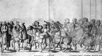 Plate 30 and 31 of the Entry of Pope Clement VII and Emperor Charles V into Bologna on 24 February 1530, published c.1530 (engraving) | Obraz na stenu