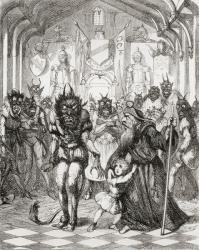 Illustration after George Cruikshank for the poem 'The Lay of St. Cuthbert', from 'The Ingoldsby Legends or Mirth and Marvels', by Thomas Ingoldsby, published in 1865 (litho) | Obraz na stenu