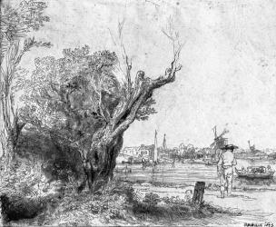 View of Omval, near Amsterdam, 1645 (etching) (b/w photo) | Obraz na stenu