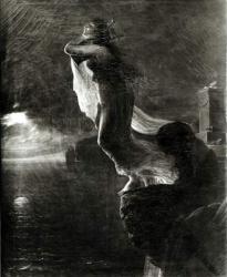 Sappho and Leucade, also known as The Death of Sappho (oil on canvas) (b/w photo) | Obraz na stenu