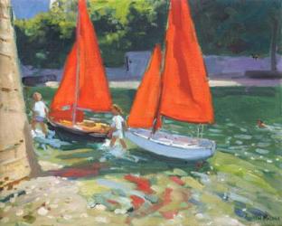 Girls with sail boats Looe , 2014,(oil on canvas) | Obraz na stenu