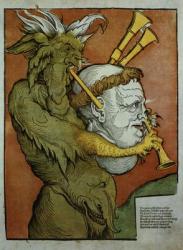 Luther as the Devil's Bagpipes, c.1535 (colour woodcut) | Obraz na stenu
