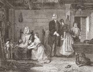 The Vicar of Wakefield reconciling his wife to Olivia, after the painting by Gilbert Stuart Newton. From Histoire des Peintres, École Anglaise, published 1867 (litho) | Obraz na stenu