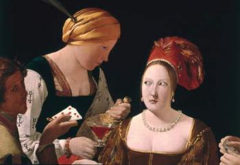 The Cheat with the Ace of Diamonds, detail depicting the two women, c.1635-40 (oil on canvas) (detail of 90053) | Obraz na stenu