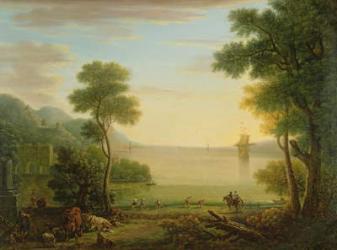 Classical landscape with figures and animals, Sunset, 1754 (oil on canvas) | Obraz na stenu