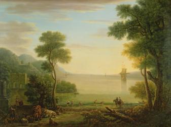 Classical landscape with figures and animals, Sunset, 1754 (oil on canvas) | Obraz na stenu