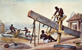 Negro Woodcutters, from 'Voyage Pittoresque et Historique au Bresil', engraved by Thierry Freres, 1835 (colour litho) | Obraz na stenu
