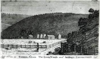 A Farm in Canaan, Connecticut, from 'Columbia Magazine', 1789 (engraving) (b/w photo) | Obraz na stenu