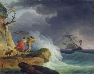 Coastal Scene in a Storm, 1782 (oil on canvas) | Obraz na stenu