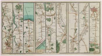 A New Plan of the Road from London to Dover and from Calais to Paris, engraved by Smith and Jones, 1801 (colour engraving) | Obraz na stenu