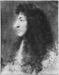 Portrait of Louis XIV, young, in profile to the left, c.1669-70 (pastel on grey beige paper) | Obraz na stenu